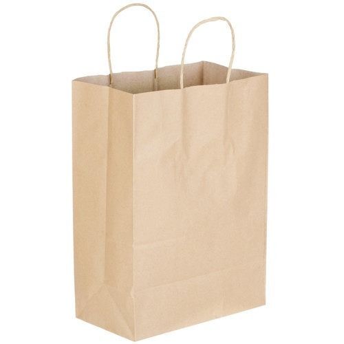 Light Brown 3 Kg Max Load Reusable And Moisture Proof Kraft Paper Shopping Bag  Size: 12 X 10 Inch