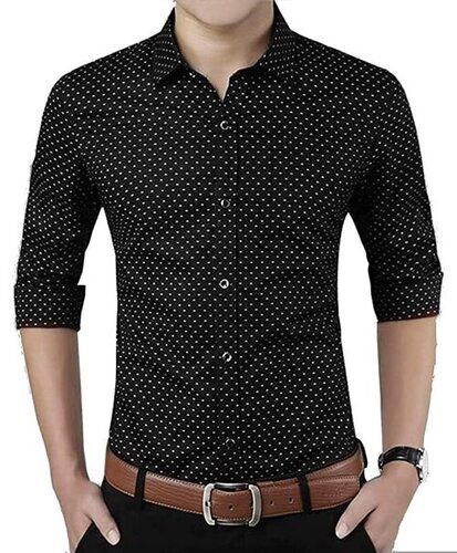 Men Comfortable Breathable And Lightweight Printed Black Cotton Shirt