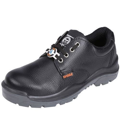 Men Safety High Durability Black Lower Ankle Hard Sole Lace Leather Safety Shoes