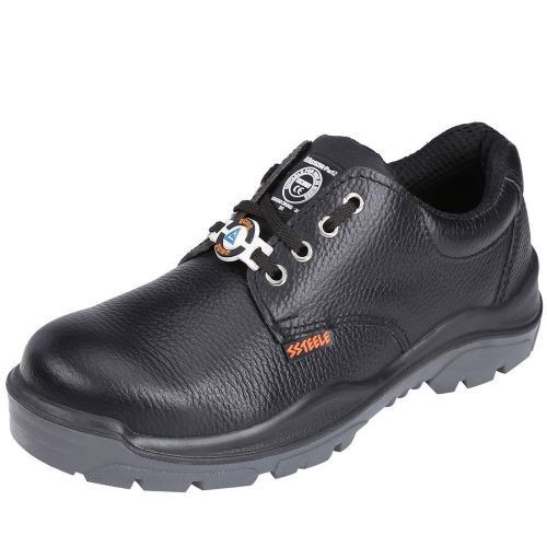 Man Safety Black, Leather Shoes Low Ankle Steel Toe Safety Shoes Black Heel Size: 12