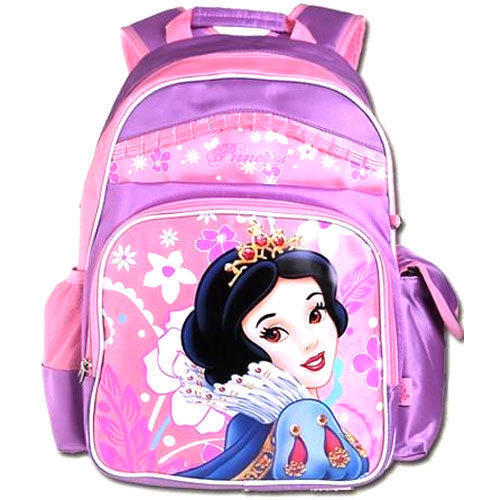 Pink Rexine And Nylon 3 Compartment With 2 Side Bottle Pouch Kids School Bag Design: Printed