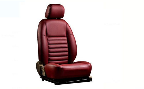 Plain Maroon Waterproof Horizontal Stitched Leather Car Seat Cover