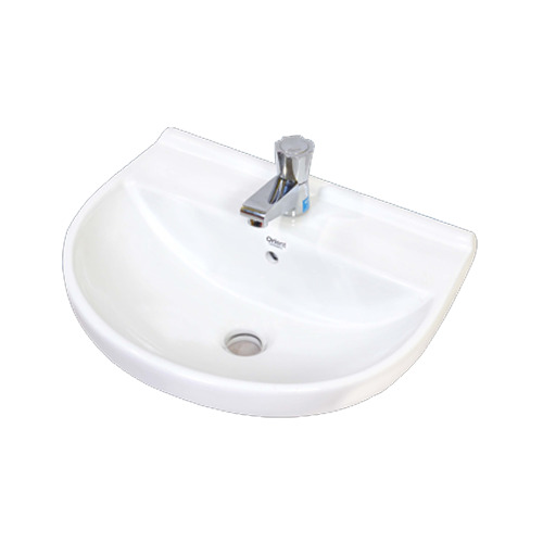 व्हाइट सिंपल स्लीक डिज़ाइन वॉल माउंटेड क्रैक एंड स्क्रैच रेसिस्टेंस ब्लू वॉश बेसिन