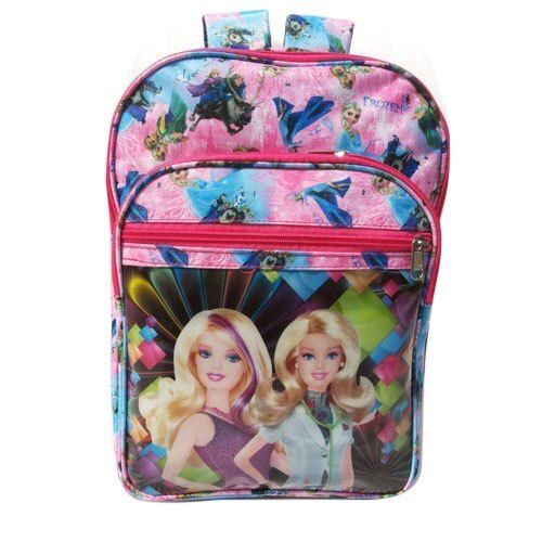 Multicolor Stylish And Multi Color Barbie Printed Nylon 3 Compartment Kids School Bag