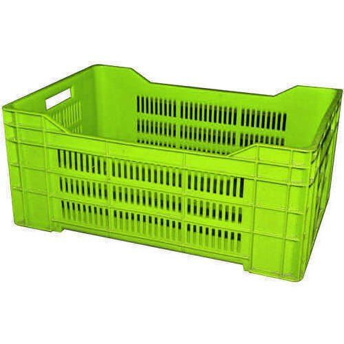 Unbreakable And Lightweight Strong Green Rectangular Fruit Plastic Crates