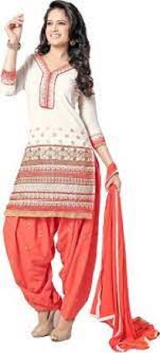 Women Light Weight Elegant Look White And Red Embroidered Fancy Suit With Dupatta