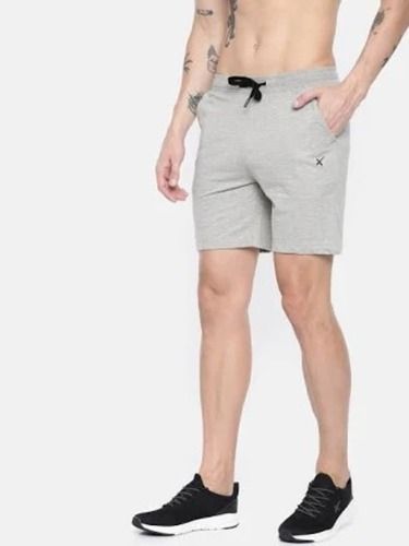 100 Percent Cotton Comfortable And Breathable Gray 2 Pocket Plain Cotton Men's Sport Short