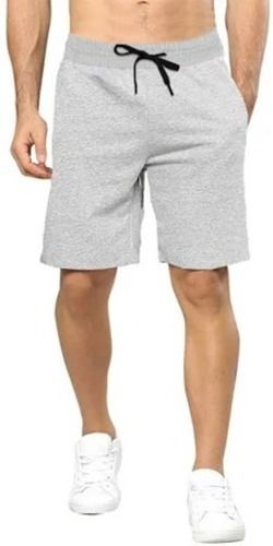 Comfortable And Breathable Gray 2 Pocket Plain Gray Cotton Men'S Sport Short