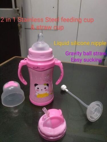 Easy To Clean Leak Resistance Two In One Baby Steel Feeding And Sipper Bottle