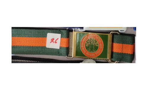 Green With Orange Strip Polyester Fabric Weight 50 Gram School Belt