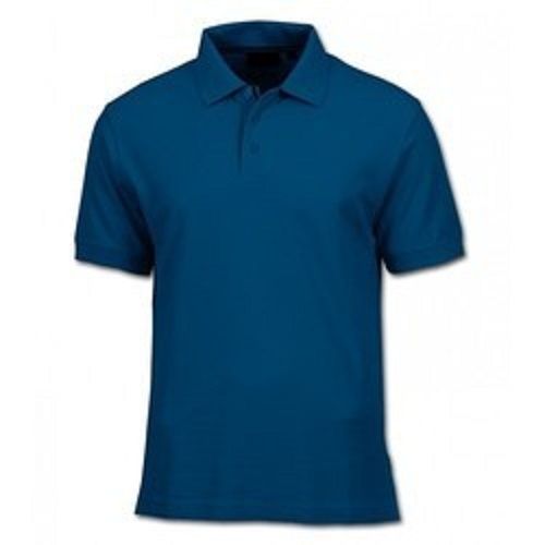 Cotton Men Breathable And Comfortable Regular Fit Collar Neck Plain Dyed Blue T - Shirt