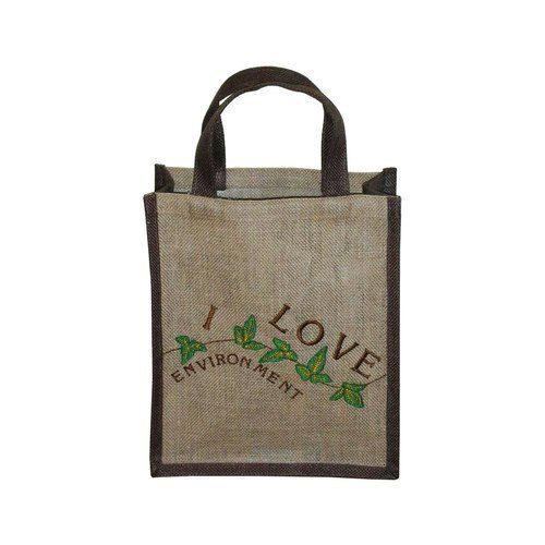 Cotton Light Wight And Eco Friendly Printed Jute Promotional Shopping Brown Bag