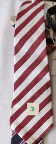 Size 8 Inch Polyester Fabric White And Red Strip School Tie For Kids  Age Group: 5-7