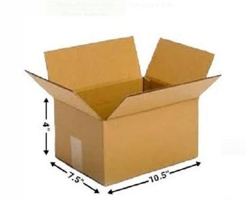 Brown 4x7.5x10.5 Inch Size Rectangle Shape Corrugated Carton Box 
