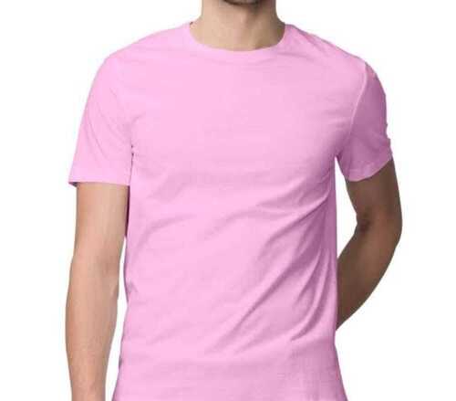 Cotton Half Sleeve and Round Neck Casual Plain T-Shirt For Men - Size M L XL | Color Pink Short Sleeves Perfect for Year-Round Comfort