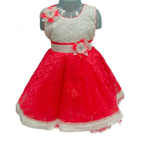 Flower Tishan And Pink Wthi White Stylish Party Wear Baby Frock