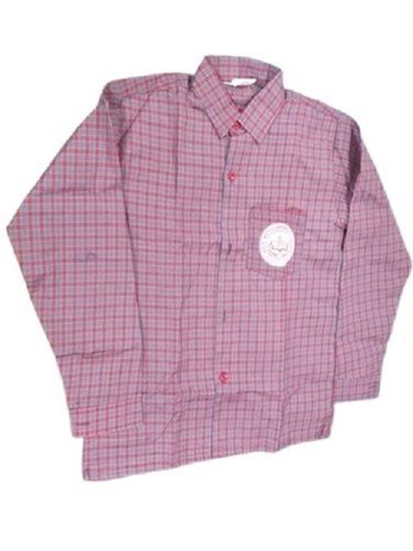 Long Sleeves Classic Collar Checked Cotton School Uniform Shirt For Unisex Age Group: 3-18