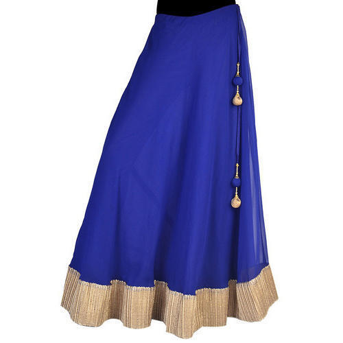 Party Wear Simple Elegant And Stylish Look Dark Blue Long Skirts For Ladies