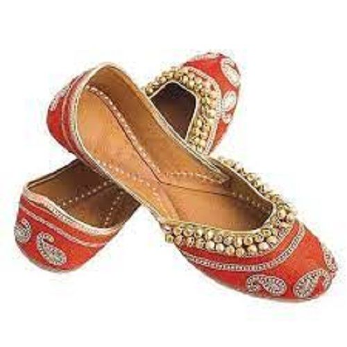 Orange Stylish Beautiful And Comfortable Ladies Designer Jutti For Casual Wear