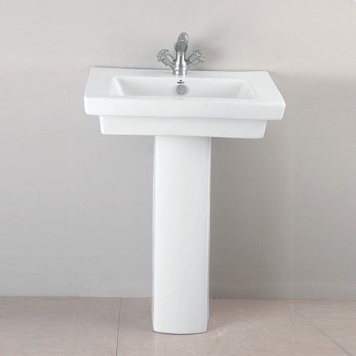 570 X 450 X 825Mm Size Classic Styled Rectangular Shaped Ceramic White Wash Basin  Installation Type: Floor Mounted