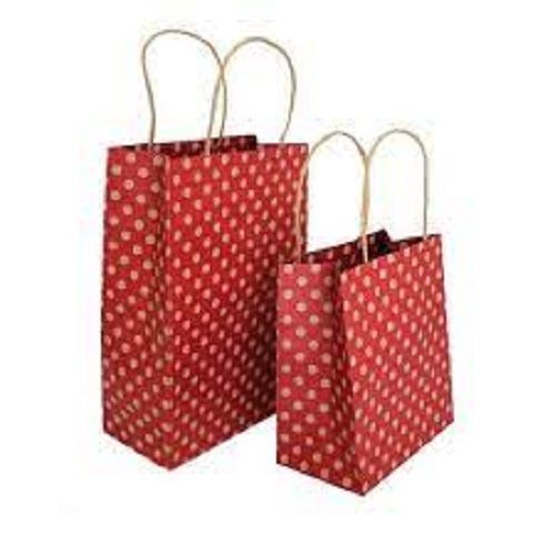 Red Disposable Modern Style Attractive Look Recyclable Kraft Paper Carry Bag