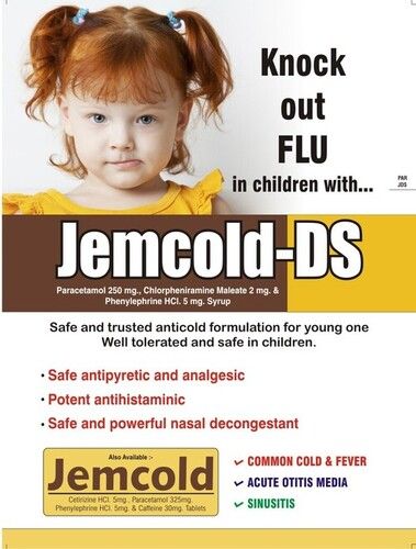 Jemcold-Ds Syrup (Pracetamol 250Mg, Chlorpheniramine Maleate 2Mg And Phenylephrine Hci. 5Mg) General Medicines