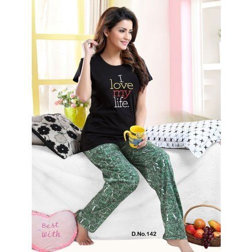 ladies breathable and comfortable printed night suit for night wear 139