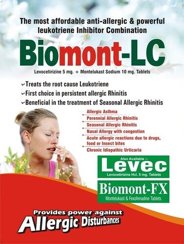 Biomont-Lc Tablet (Levocetirizine 5Mg And Montelukast Sodium 10Mg) General Medicines