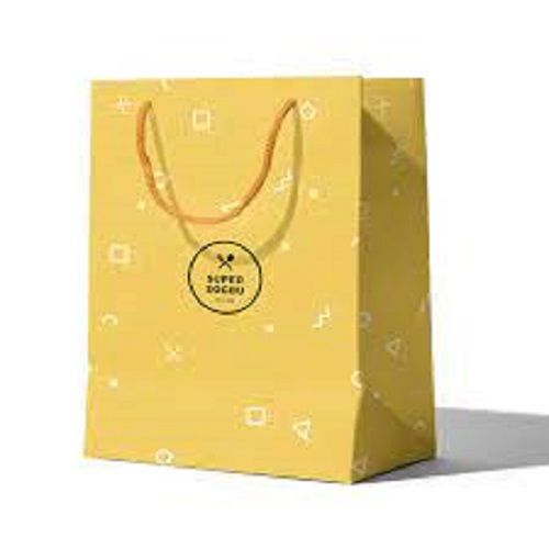 Yellow Heavy Duty Printed Pattern Modern Style With Patch Handle Style Paper Bag