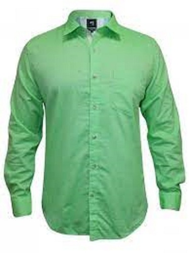 Men'S Formal Wear Plain Green Full Sleeve Cotton Shirts - [Size: S, M, L, XL, XXL] | [Breathable, Quick Dry, Machine Washable]