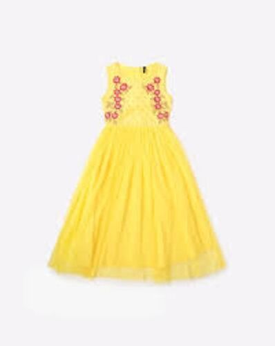 Party Wear Soft Smooth Floral Embroidered Chiffon Frock For Girls Age Group: 7