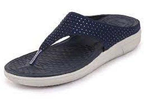 Navy Blue Summer And Spring Flip-Flop Lightweight Daily Wear Rubber Ladies Slippers