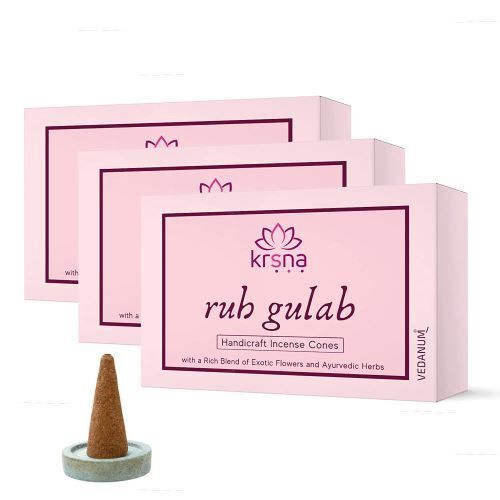 Vedanum Charcoal Free Gulab Dhoop Cones Organic Rose Incense For Pooja Burning Time: 0.05 Minutes