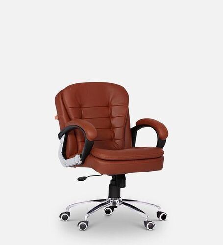 Leatherette Reevolving Mid Back Brown Mild Steel Designer And Comfortable Office Executive Chair