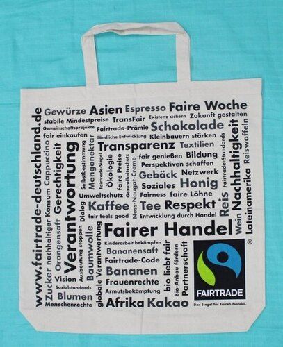 5 Kg Capacity 10 X 12 Inch Size Flexi Loop Handle White And Black Reusable Printed Cotton Bag  Design: Modern