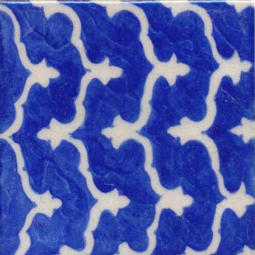 Square Blue Pottery 4 X 4 Inch Home Decorative Wall Tiles (Pack Of 6 Tiles)