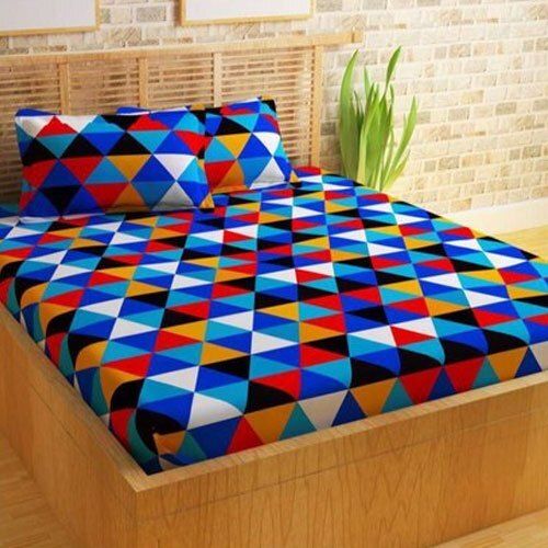 Mixed Bright Colorful Pritned Cotton Double Bedsheet With Pillow Cover Set