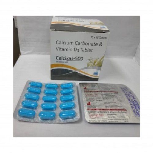 Calcikas-500 Calcium Carbonate And Vitamin D3 Tablet General Medicines