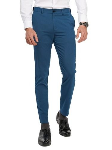 Woven Pack Of 1 Blue Colour Plain Slim Fit Solid Mens Trouser Pant For All  Season at Best Price in Chandigarh
