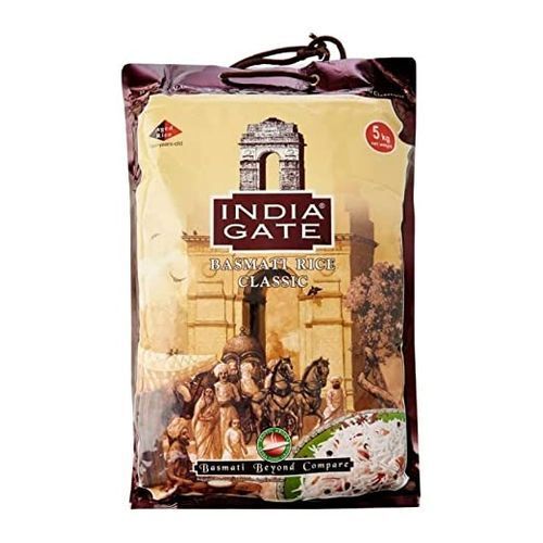  आम तौर पर खेती की जाने वाली भारतीय मूल की धूप में सुखाया हुआ इंडिया गेट बासमती चावल, 5 किलोग्राम