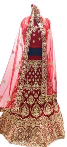 Red Designer Embroidered Exquisitely Crafted Fancy Bridal Wear Lehenga For Women