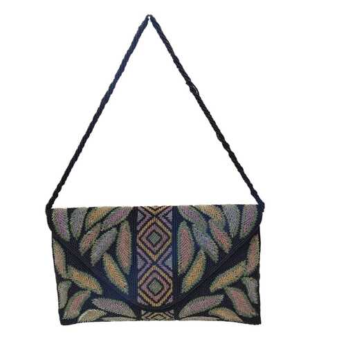 Multicolored Handcrafted Stylish Cotton Fabric Black Purse For Ladies