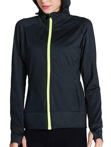 Plain Black Color Women Athletic Jacket