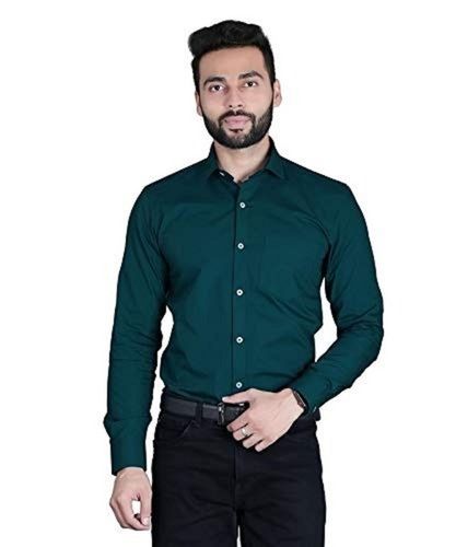 Pack Of 1 Green Colour Plain Solid Full Sleeves Mens Formal Cotton Shirt Age Group: 22 Year