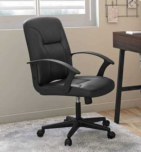 Adjustable Height Mid Back Leather Soft Padded Task Office Chair with Arms