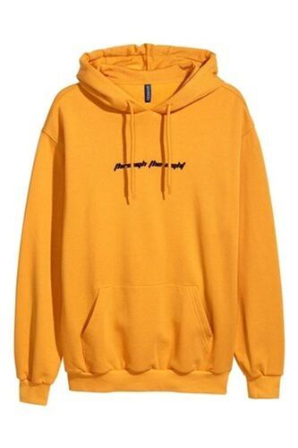 Full Sleeves Plain Yellow Men'S Hoodie