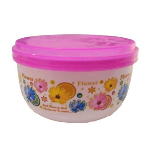 Light Weight Printed Plastic Round Container With Lid For Food Storage