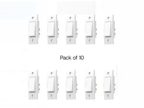 White Polycarbonate Rectangle Shape Electric Switches Pack Of 10 Pcs  Max. Current: 2 Ampere (Amp)