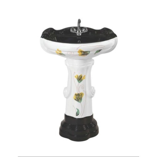 सफ़ेद स्लीक और एलिगेंट डिज़ाइन ग्लॉसी फ़िनिश साफ़ करने में आसान वॉल माउंटेड वॉश बेसिन