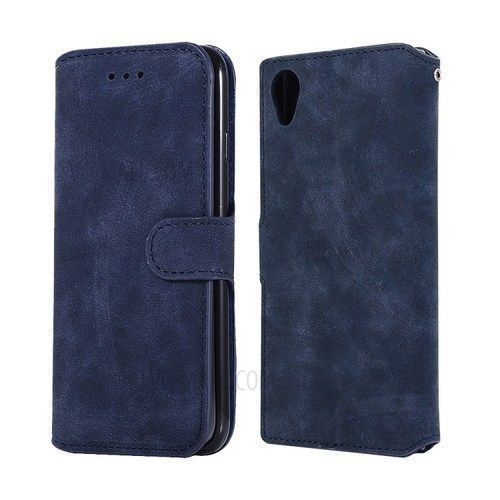 Soft And Flexible Blue Flip Leather Mobile Cover Design: Plain